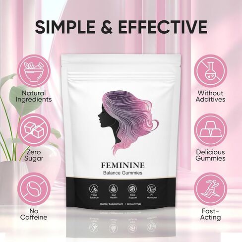 Nuora Feminine Balance Gummies for Women, PH Balance, Healthy Odor, Flora and Immune Support, Vaginal Health Support, Vegan Hawaiian Pineapple, 60 Count (1) in Kuwait