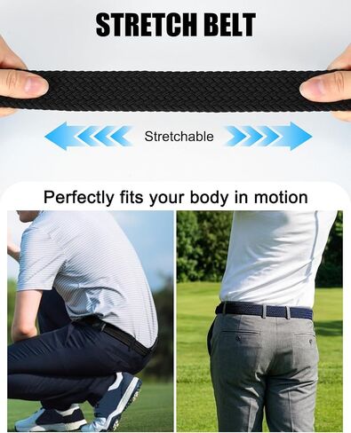 BELTROAD 2 Pack Elastic Belts for Men, Woven Braided Stretch Belt for Golf, Casual Belt Men for Pants Jeans Shorts in Kuwait