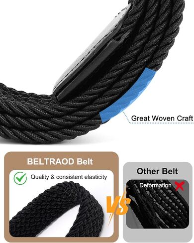 BELTROAD 2 Pack Elastic Belts for Men, Woven Braided Stretch Belt for Golf, Casual Belt Men for Pants Jeans Shorts in Kuwait