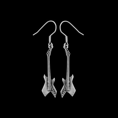 Hardcore Rock and Roll Guitar Earrings - Stranger Eddie Things Munson - Stainless Steel - EMC2 Engraving in Saudi Arabia