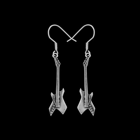 Hardcore Rock and Roll Guitar Earrings - Stranger Eddie Things Munson - Stainless Steel - EMC2 Engraving in Saudi Arabia
