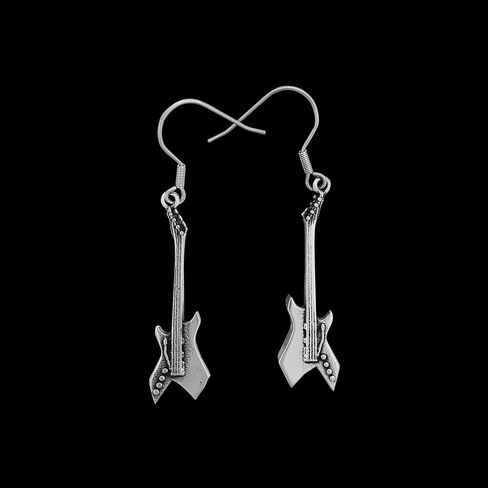 Hardcore Rock and Roll Guitar Earrings - Stranger Eddie Things Munson - Stainless Steel - EMC2 Engraving in Saudi Arabia