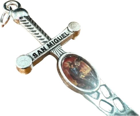 مجموعة مجوهرات معدنية للرجال من Westmon Works St Michael Cross Sword مع بطاقة مقدسة مصنوعة في الولايات المتحدة الأمريكية in Kuwait