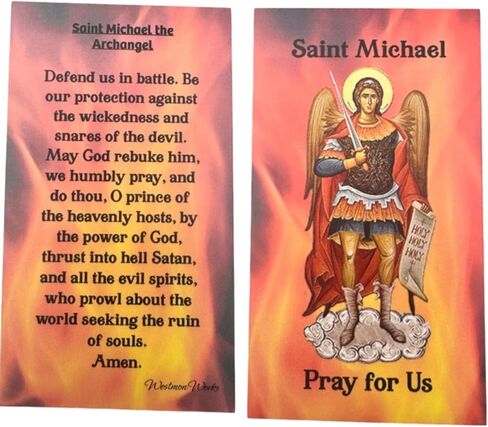مجموعة مجوهرات معدنية للرجال من Westmon Works St Michael Cross Sword مع بطاقة مقدسة مصنوعة في الولايات المتحدة الأمريكية in Kuwait
