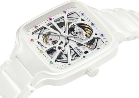 Rado - True Square - Unisex Automatic Swiss Watch - 38mm Square White Dial - White High-Tech Ceramic Bracelet - R27073712 in Kuwait
