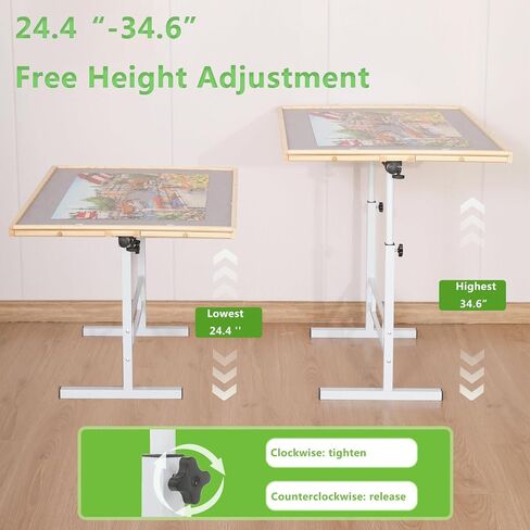 Puzzle Table with Drawers for Adults 1500 Pieces Angle & Height Adjustable Jigsaw Puzzle Table with Metal Legs 35"X26" Tilting Puzzle Board Table with Cover Birthday Gift for Mom in Saudi Arabia