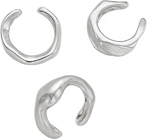 3pcs Silver Ear Cuffs Non Piercing Silver Ear Cuff Earrings for Women Punk Earring Cuff Earring Set Non Pierced Clip Earrings Fashion Jewelry Accessories in Saudi Arabia