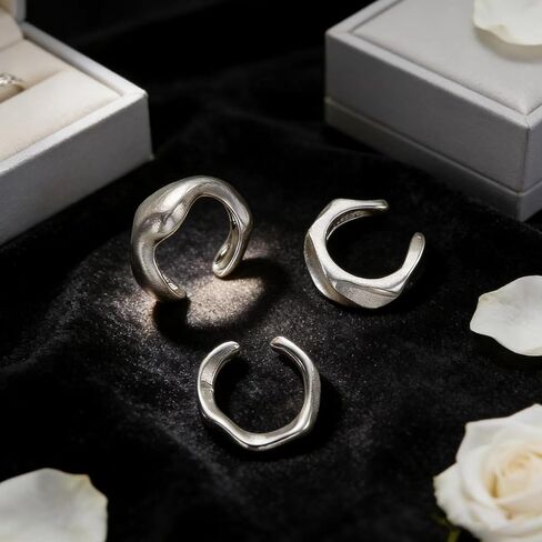 3pcs Silver Ear Cuffs Non Piercing Silver Ear Cuff Earrings for Women Punk Earring Cuff Earring Set Non Pierced Clip Earrings Fashion Jewelry Accessories in Saudi Arabia