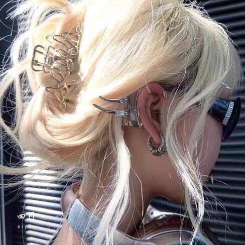 Silver Ear Cuff Earrings for Women, No Piercing Metal Elf Ear Cuff with Diamond Versatile Ear Climber Hair Tamer Styling Cuff Earrings for Women in Saudi Arabia