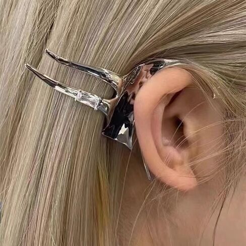 Silver Ear Cuff Earrings for Women, No Piercing Metal Elf Ear Cuff with Diamond Versatile Ear Climber Hair Tamer Styling Cuff Earrings for Women in Saudi Arabia