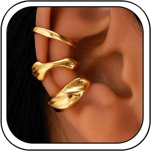 Gold Ear Cuff Earrings for Women Dainty Non Piercing Pearl Cartilage Earring Irregular Stack Statement Chain Ear Cuffs Waterproof Summer Jewelry in Kuwait