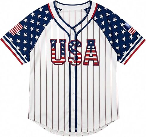 4th of July USA Jerseys for Women American Flag Patriotic Shirts 250th Anniversary Button Down Baseball Tee Top in Kuwait