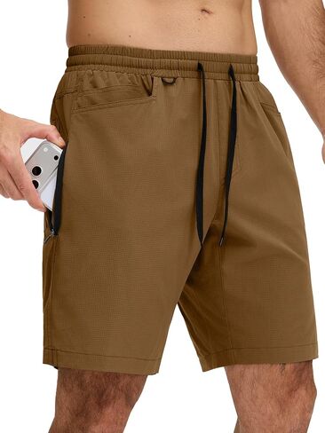 JEMLDL Men's Athletic Running Shorts 9" Workout Gym Shorts Stretch Breathable Quick Dry Lightweight with Zipper Pockets in Saudi Arabia
