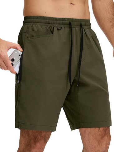 JEMLDL Men's Athletic Running Shorts 9" Workout Gym Shorts Stretch Breathable Quick Dry Lightweight with Zipper Pockets in Saudi Arabia