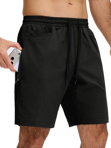JEMLDL Men's Athletic Running Shorts 9" Workout Gym Shorts Stretch Breathable Quick Dry Lightweight with Zipper Pockets in Saudi Arabia