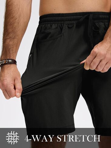 JEMLDL Men's Athletic Running Shorts 9" Workout Gym Shorts Stretch Breathable Quick Dry Lightweight with Zipper Pockets in Saudi Arabia