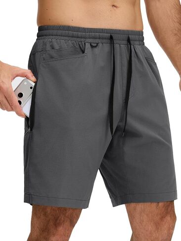 JEMLDL Men's Athletic Running Shorts 9" Workout Gym Shorts Stretch Breathable Quick Dry Lightweight with Zipper Pockets in Saudi Arabia