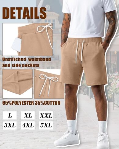 3 Pack Men's Shorts L-5XL Big and Tall Athletic Gym Drawstring Shorts with Pockets Summer Workout Casual Clothes in Kuwait