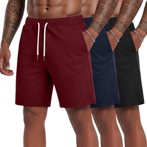 3 Pack Men's Shorts L-5XL Big and Tall Athletic Gym Drawstring Shorts with Pockets Summer Workout Casual Clothes in Kuwait
