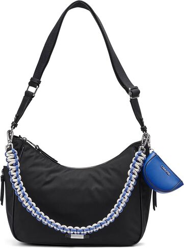 Calvin Klein Zulle Organizational Hobo Shoulder Bag, Black/Silver, One Size in Kuwait