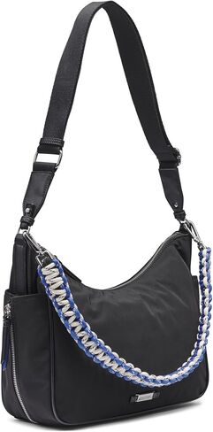 Calvin Klein Zulle Organizational Hobo Shoulder Bag, Black/Silver, One Size in Kuwait
