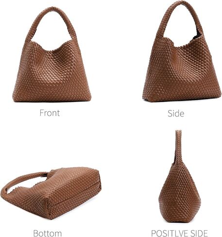 Large Woven Tote Bag for Women with Purse Fashion Shoulder Hobo Underarm Bags Woven Soft Vegan Leather Handbag in Saudi Arabia