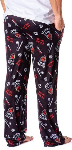 Mad Engine Stranger Things Men's Hellfire Club Roll For Your Life Lounge Bottoms Pajama Pants in Kuwait