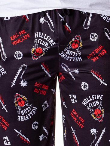 Mad Engine Stranger Things Men's Hellfire Club Roll For Your Life Lounge Bottoms Pajama Pants in Kuwait