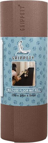 Slip-Resistant Floor Mat Roll & Yoga Mat – 25ft x 24" x 5mm – Cut-to-Fit Hallway Runner, Kitchen Mat, Drawer Liner, Shelf Liner, Bench Mat, Washable Pet Crate Pad, Cabinet Liner – Charcoal in Saudi Arabia
