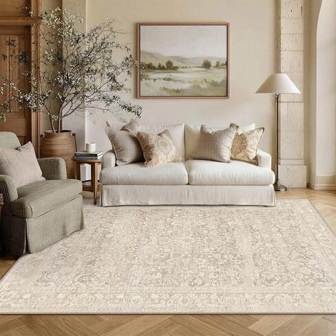 Washable Runner Rug 2x6, Non Slip Low Pile Thin Hallway Kitchen Laundry Room Runners Beige in Saudi Arabia