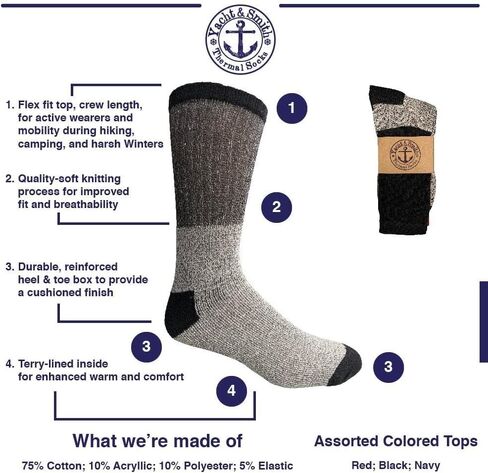 SOCKS'NBULK Case Pack of 480 Pairs Mens Womens Thermal Boot Socks, Bulk Pack Thick Warm Winter Extreme Weather Socks in Saudi Arabia
