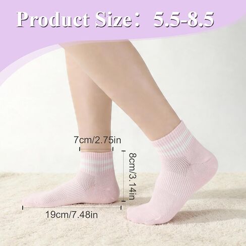 8 Pairs Women's Striped Athletic Socks, Mesh Thin Cotton Ankle Socks, Cute Colorful Vintage Casual Breathable Crew Sock for Women Girls in Kuwait