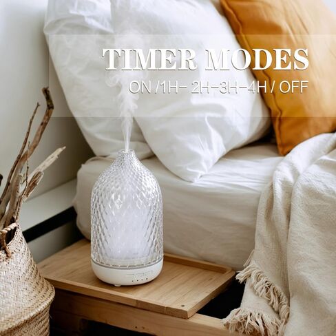 Glass Essential Oil Diffuser, Large Essential Oil Diffuser for Home, 4 Lighting Modes, Dual Mist Modes, Timer Function, Ultrasonic Cool Mist Aroma Diffuser for Bedroom Yoga Office Decor in Saudi Arabia