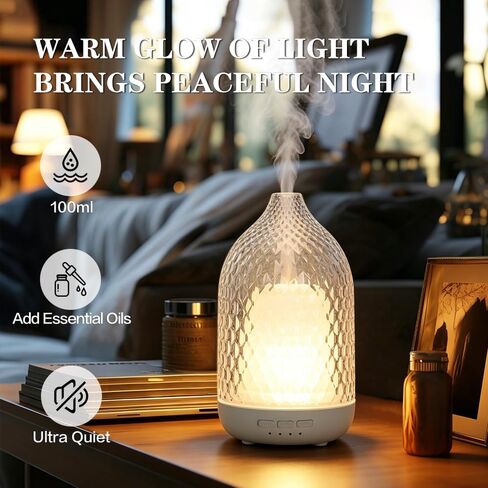Glass Essential Oil Diffuser, Large Essential Oil Diffuser for Home, 4 Lighting Modes, Dual Mist Modes, Timer Function, Ultrasonic Cool Mist Aroma Diffuser for Bedroom Yoga Office Decor in Saudi Arabia