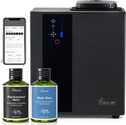 HVAC Diffuser Scent System Whole House - 4500 Sq Ft,Metal,Ultra Quiet,Safety Lock,Bluetooth App,Hotel Commercial Collection Diffuser Machine - Black,Includes 2 x 60ml Oils in Saudi Arabia