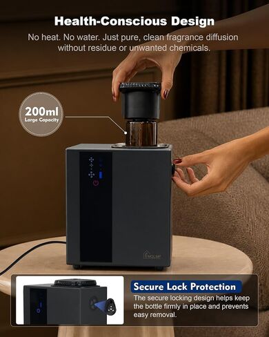 HVAC Diffuser Scent System Whole House - 4500 Sq Ft,Metal,Ultra Quiet,Safety Lock,Bluetooth App,Hotel Commercial Collection Diffuser Machine - Black,Includes 2 x 60ml Oils in Saudi Arabia