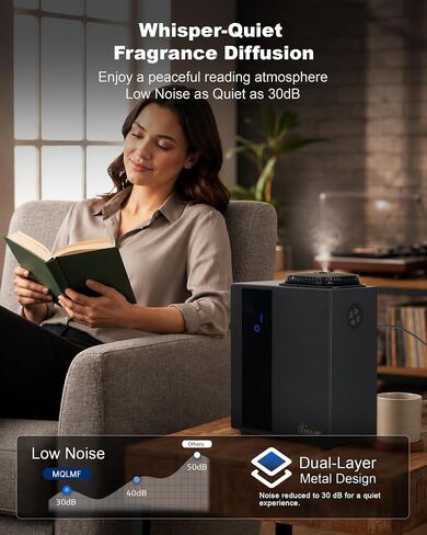HVAC Diffuser Scent System Whole House - 4500 Sq Ft,Metal,Ultra Quiet,Safety Lock,Bluetooth App,Hotel Commercial Collection Diffuser Machine - Black,Includes 2 x 60ml Oils in Saudi Arabia