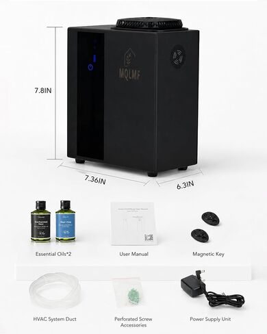 HVAC Diffuser Scent System Whole House - 4500 Sq Ft,Metal,Ultra Quiet,Safety Lock,Bluetooth App,Hotel Commercial Collection Diffuser Machine - Black,Includes 2 x 60ml Oils in Saudi Arabia