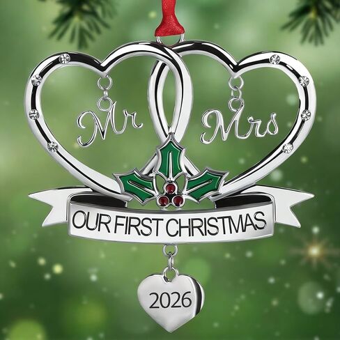 2026 Metal Wedding Gifts for Couples, Our First Christmas As Mr and Mrs Ornament, Married Ornament Mr and Mrs Gifts for Newly Couples House Warming Gift Hanging Ornaments in Kuwait