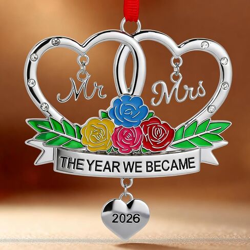 2026 Metal Wedding Gifts for Couples, Our First Christmas As Mr and Mrs Ornament, Married Ornament Mr and Mrs Gifts for Newly Couples House Warming Gift Hanging Ornaments in Saudi Arabia