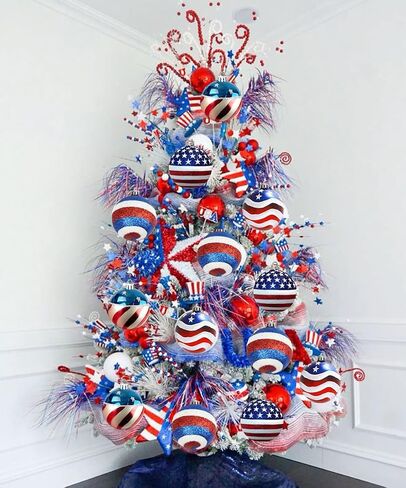 12 Pcs Independence Day Ball Ornament - 4th of July Patriotic Hanging Ball Decoration American Flag Ornament for Independence Day, Christmas Tree, USA Themed Party Supplies in Saudi Arabia