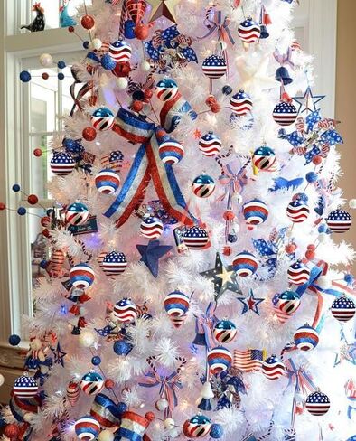 12 Pcs Independence Day Ball Ornament - 4th of July Patriotic Hanging Ball Decoration American Flag Ornament for Independence Day, Christmas Tree, USA Themed Party Supplies in Saudi Arabia