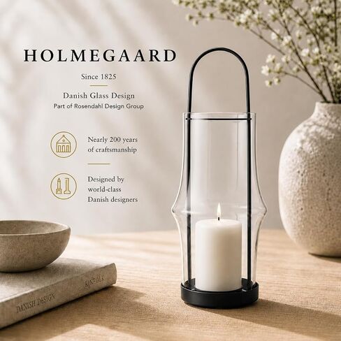 Holmegaard Arc Lantern, Clear, 10" H x 4.4" D, Designed by Sebastian Holmback, Gift Box Included in Saudi Arabia