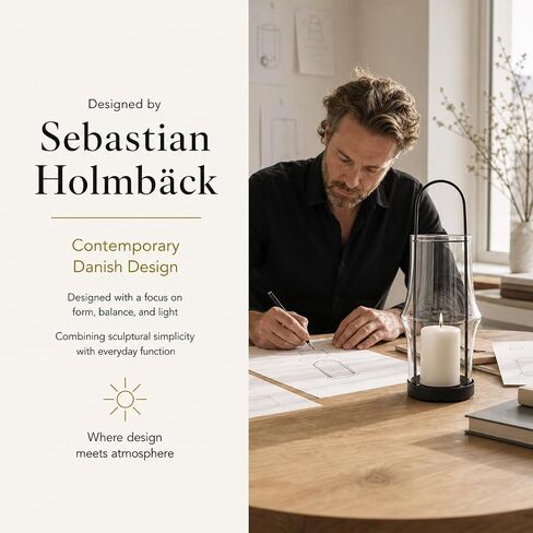 Holmegaard Arc Lantern, Clear, 10" H x 4.4" D, Designed by Sebastian Holmback, Gift Box Included in Saudi Arabia
