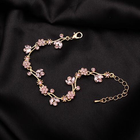 Elegant Brides Austrian Crystal Flower Choker Necklace Drop Dangle Earring Bracelet Wedding Jewelry Set for Bridesmaid Prom Costume Jewelry Set for Women in Saudi Arabia