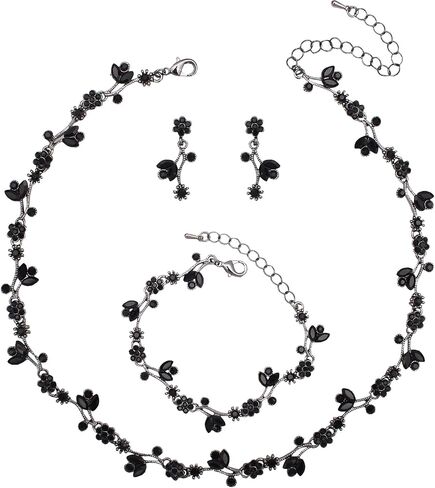 Elegant Brides Austrian Crystal Flower Choker Necklace Drop Dangle Earring Bracelet Wedding Jewelry Set for Bridesmaid Prom Costume Jewelry Set for Women in Saudi Arabia