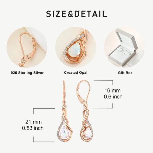 STARCHENIE Created Opal Necklace Earrings for Women, 925 Sterling Silver Rose Gold Plated Infinity Teardrop Jewelry Set in Kuwait
