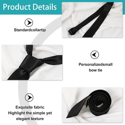 2PCS Black Skinny Tie for Women and Men, Solid Color Formal Neckties, Adjustable Slim Neckties for Business Wedding Uniforms Graduation School in Kuwait