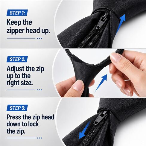 Styquenzer Black Zipper Tie for Men, Pre-Tied Adjustable Necktie Plain Formal Business Wedding Black Ties for Formal Business, Wedding, And School Uniforms (16 Inch) in Kuwait