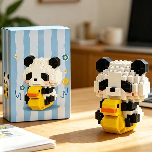1PCS Panda on Rocking Chair Hand-Assembled Figurine with Display Base, Cute Animal Desk Decor, Playful Theme Collectible Statue for Home Office Shelf in Kuwait